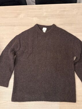 H&M Womans Crewneck Sweater in Dark Brown Heather